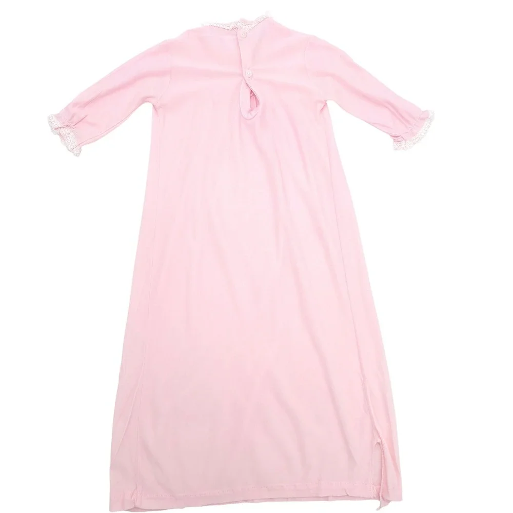 Vintage Cuvver-ups by Cutler Girls Pink Lace Pintuck Nightgown Sleepwear Size S